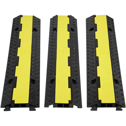 VEVOR Rubber Cable Protector Ramp, Heavy Duty Wire & Hose Co 2 Channels / 3 Pack / 12,000 lbs