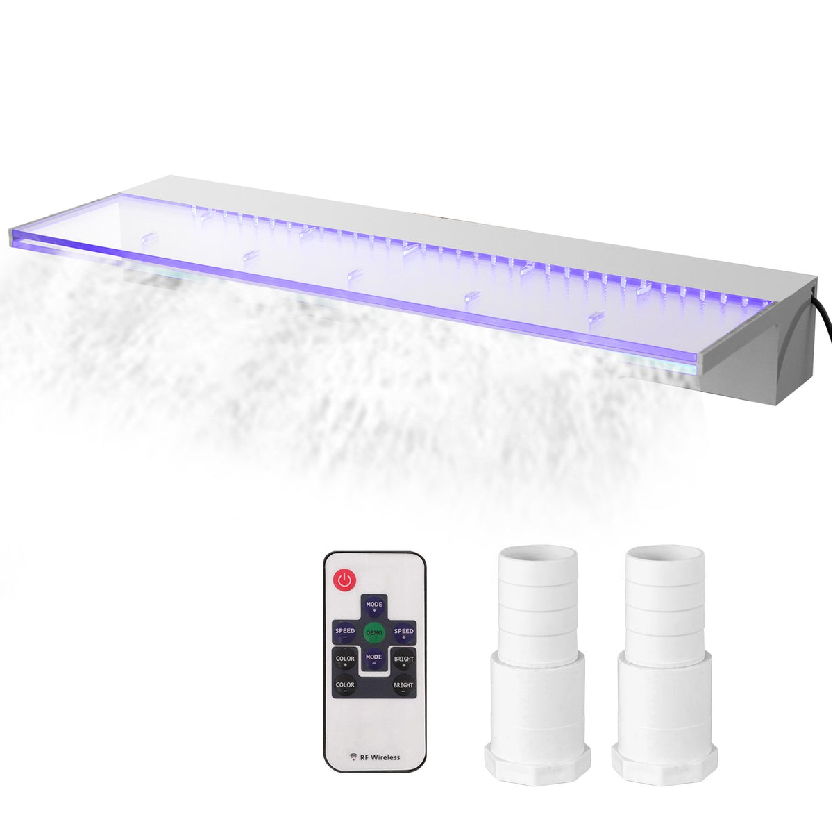 VEVOR Fountain Spillway 23.6 in, LED Pool Waterfall with 17  Plastic