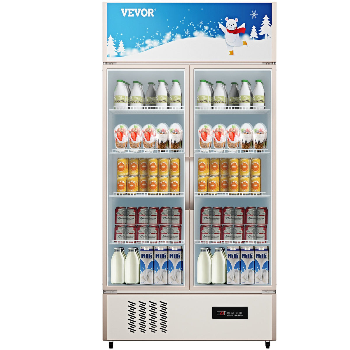 VEVOR Commercial Refrigerator, Display Fridge Upright Bevera 23 ft