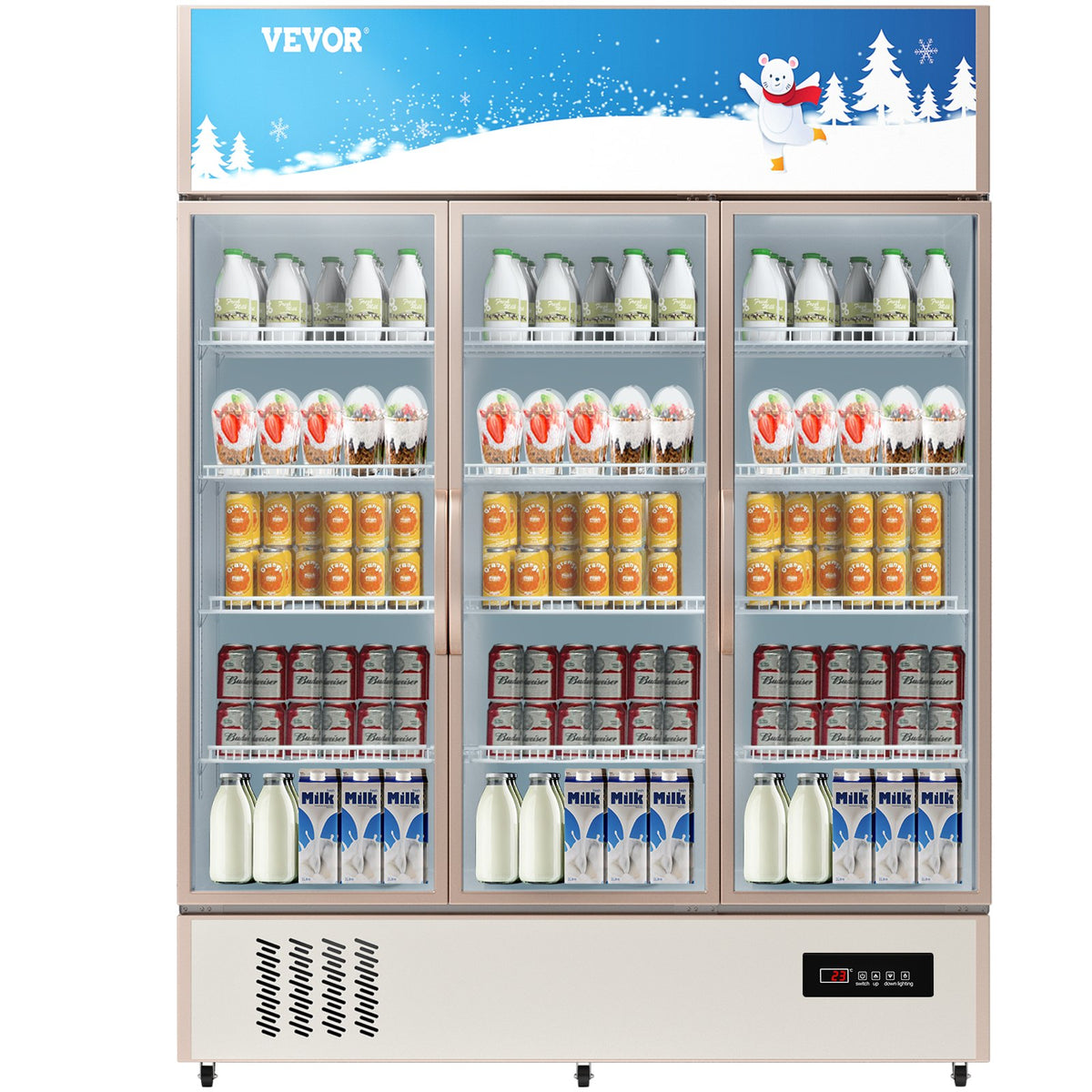 VEVOR Commercial Refrigerator, Display Fridge Upright Bevera 35 ft