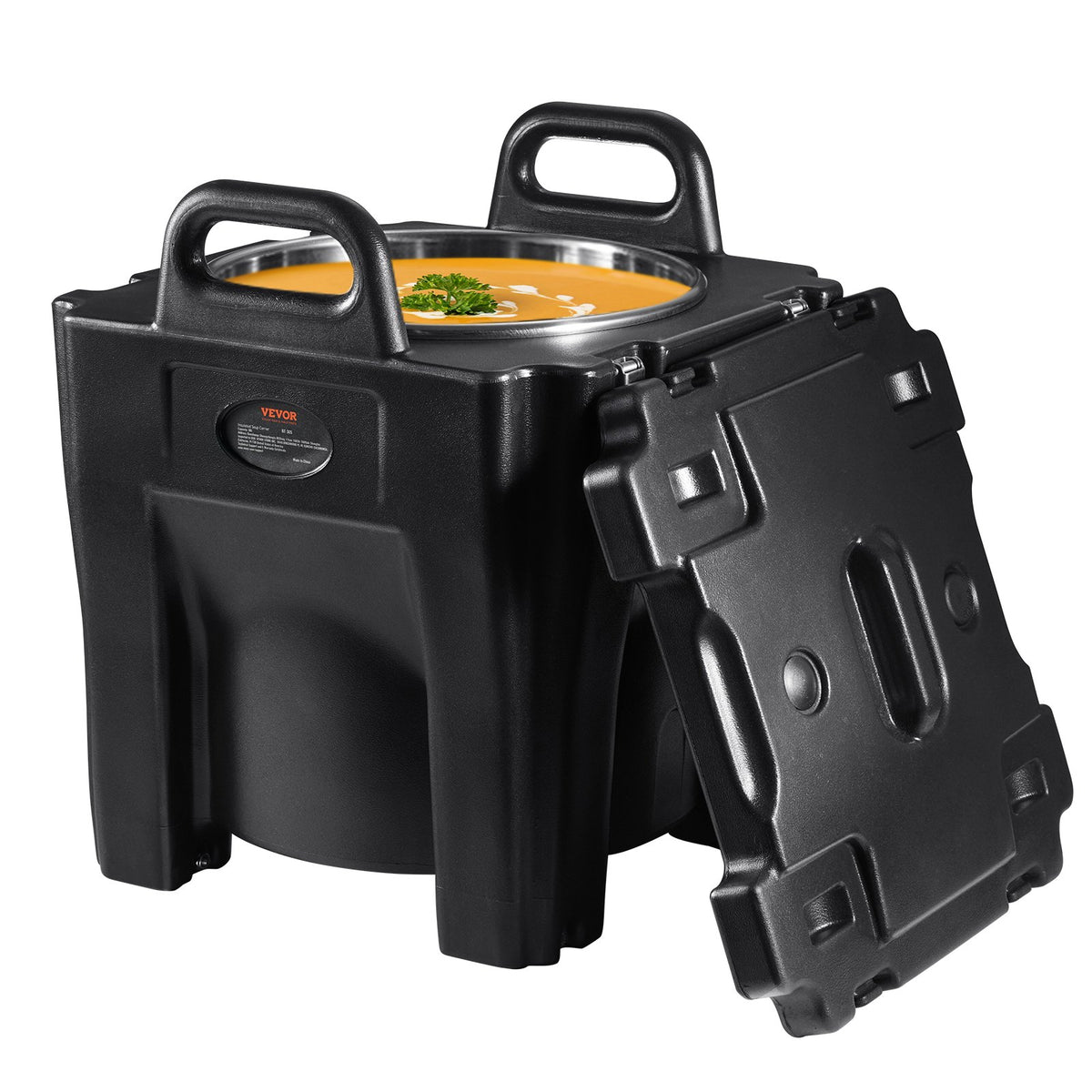 VEVOR Insulated Food Pan Carrier Collection, 30 to 120 L Hot Boxes, Collapsible Model and Compatible 5 Inch Caster Set, Catering Transport Options 32 Qt / 30 L Top Load, Stainless Barrel, Black