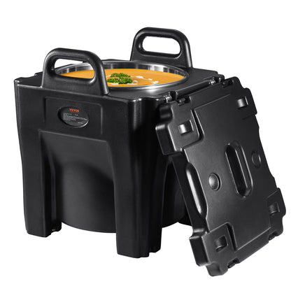 VEVOR Insulated Food Pan Carrier Collection, 30 to 120 L Hot Boxes, Collapsible Model and Compatible 5 Inch Caster Set, Catering Transport Options 32 Qt / 30 L Top Load, Stainless Barrel, Black