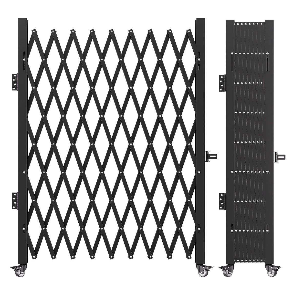 VEVOR Single Folding Security Gate, Steel Accordion Scissor Gate with Padlock and Swivel Casters for Entry, Garage, Warehouse and Pool, Multiple Sizes Folding Security Gate with Padlock / 94 x 87 in