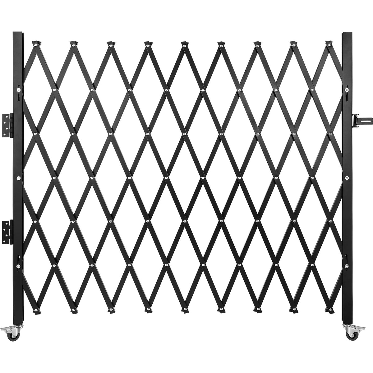 VEVOR Single Folding Security Gate, Steel Accordion Scissor Gate with Padlock and Swivel Casters for Entry, Garage, Warehouse and Pool, Multiple Sizes Folding Security Gate with Padlock / 85 x 85 in