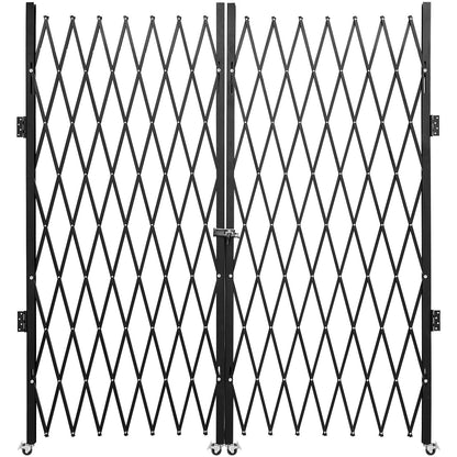 VEVOR Double Folding Security Gate, Steel Accordion Scissor Gate with Swivel Casters and Padlock for Entry, Garage, Warehouse and Pool, Multiple Sizes Folding Security Gate with Padlock / 144 x 78 in