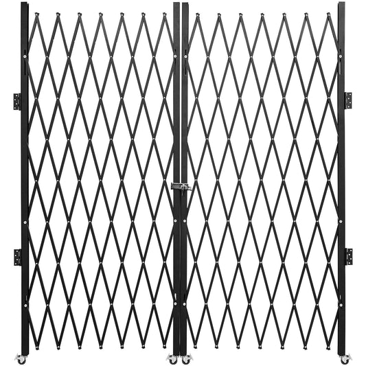 VEVOR Double Folding Security Gate, Steel Accordion Scissor Gate with Swivel Casters and Padlock for Entry, Garage, Warehouse and Pool, Multiple Sizes Folding Security Gate with Padlock / 144 x 78 in