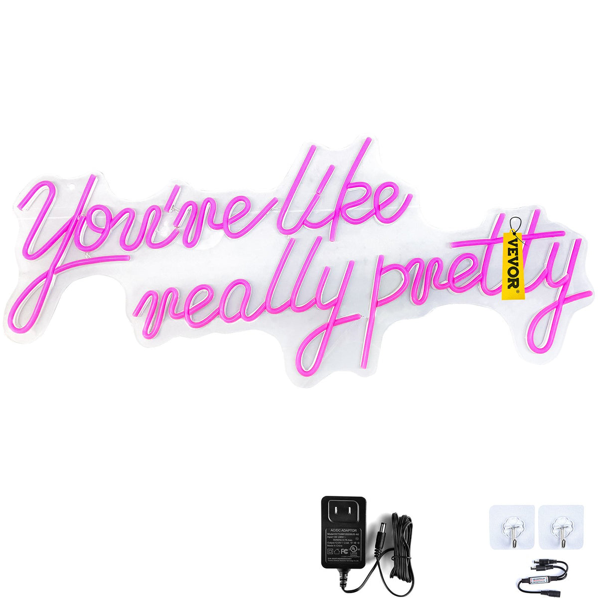VEVOR LED Neon Sign, Dimmable Neon Light Sign for Wall Decor Pink / 23 in & 21 in