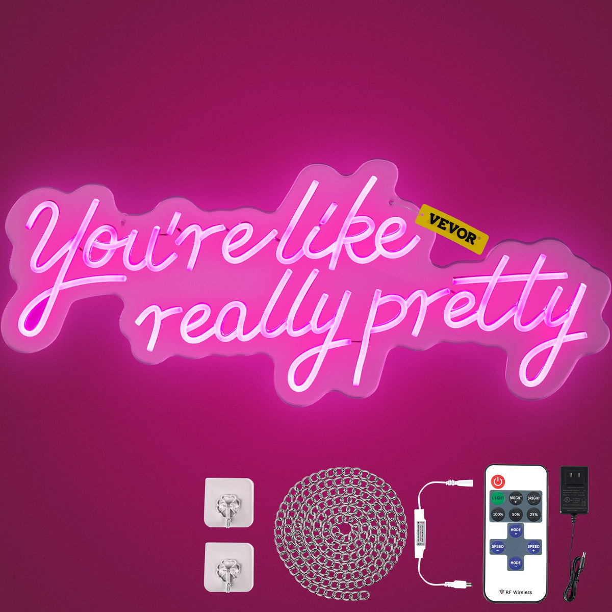 VEVOR LED Neon Sign, Dimmable Neon Light Sign for Wall Decor Pink / 27.5 in