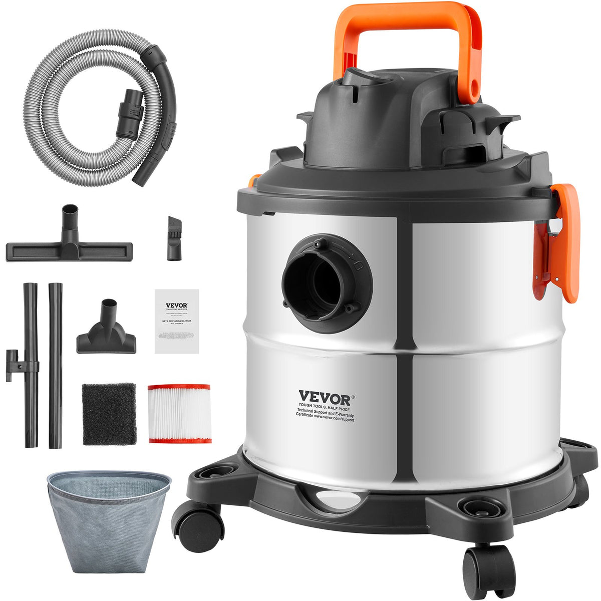 VEVOR Wet Dry Shop Vac 5.5 Gal, 6 Peak HP, Wet/Dry