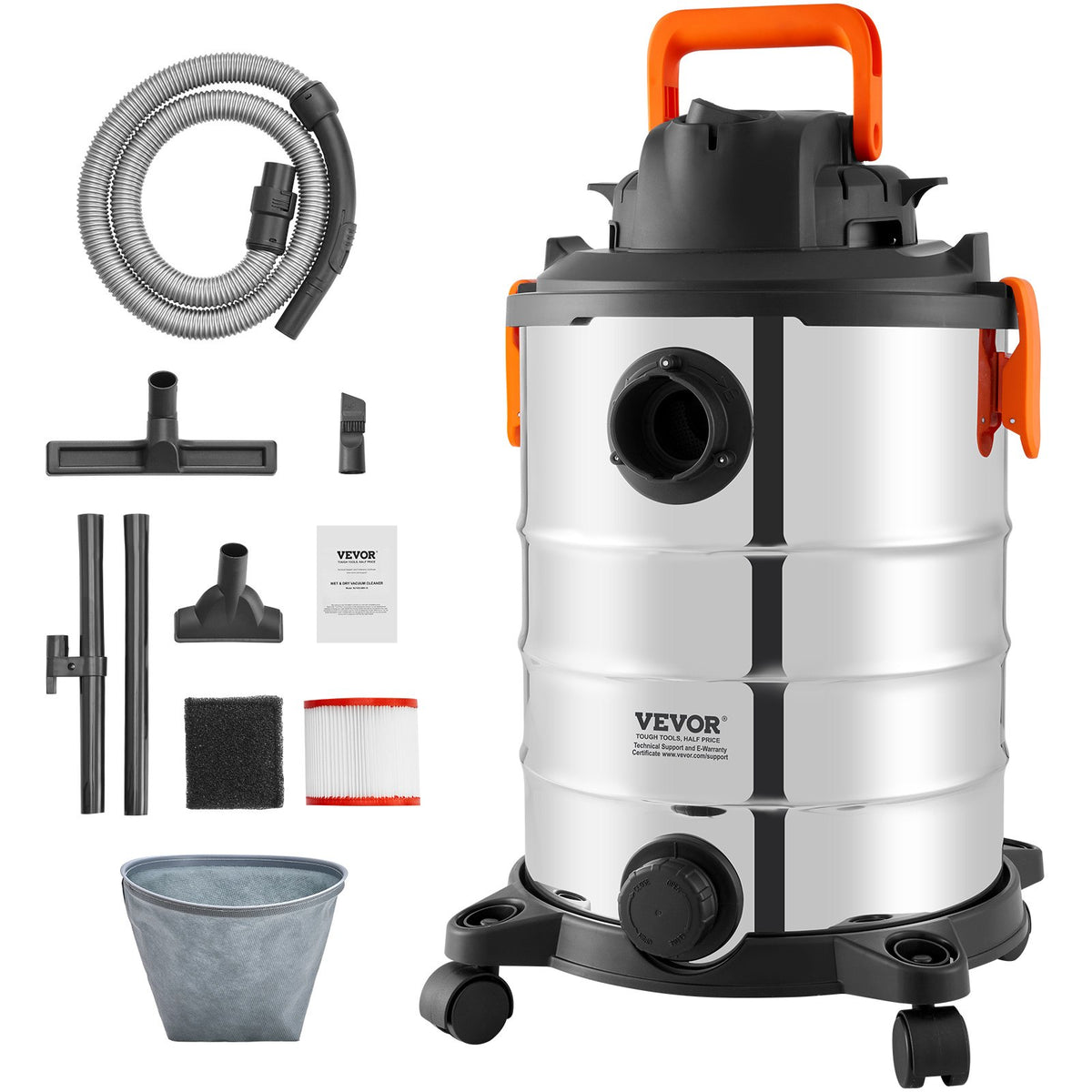 VEVOR Wet Dry Shop Vac 8 Gal, 6 Peak HP, Wet/Dry