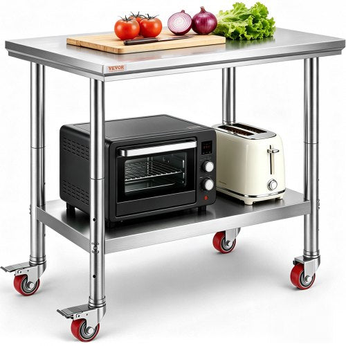 VEVOR Stainless Steel Work Table, Commercial Prep Table with 35 x 24 x 33 in