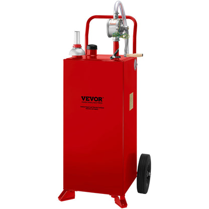 VEVOR Fuel Caddy, Portable Fuel Transfer Tank with Pump and  Gasoline / 30 Gallons / Red, 2 Casters