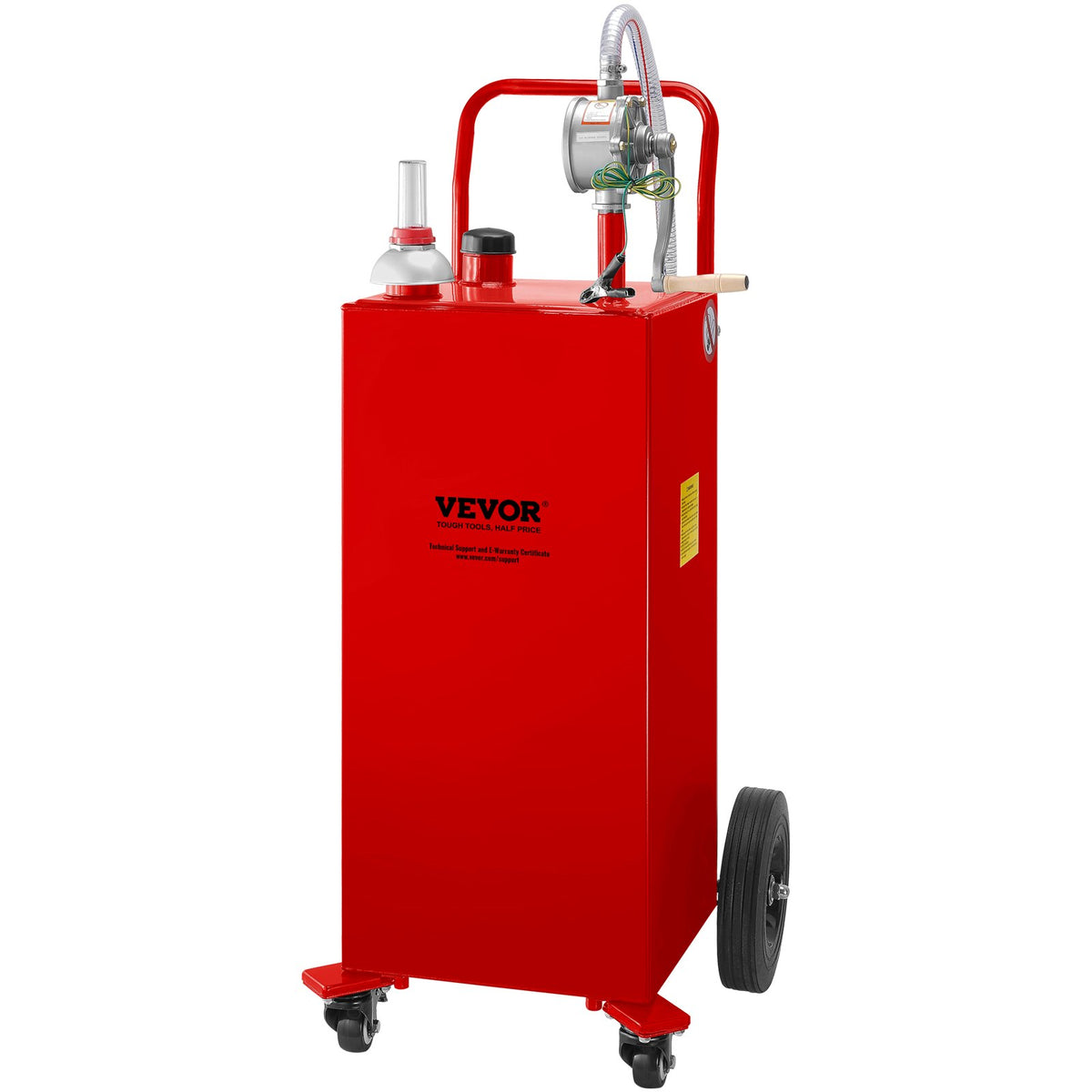 VEVOR Fuel Caddy, Portable Fuel Transfer Tank with Pump and  Gasoline / 30 Gallons / Red, 4 Casters