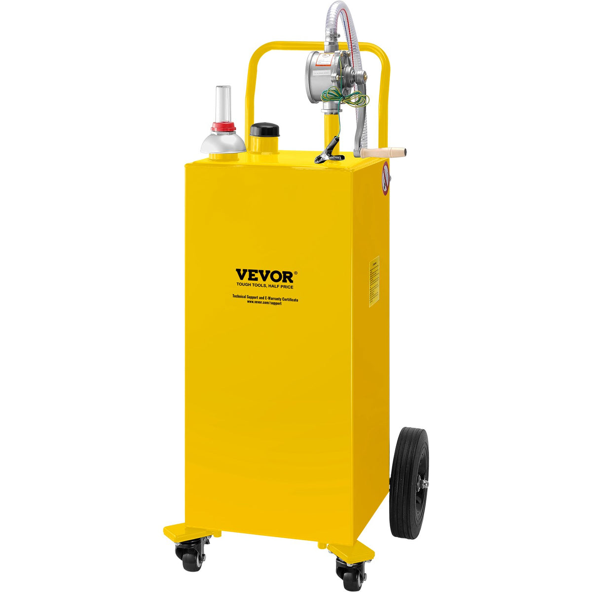 VEVOR Fuel Caddy, Portable Fuel Transfer Tank with Pump and  Gasoline / 30 Gallons / Yellow, 4 Casters