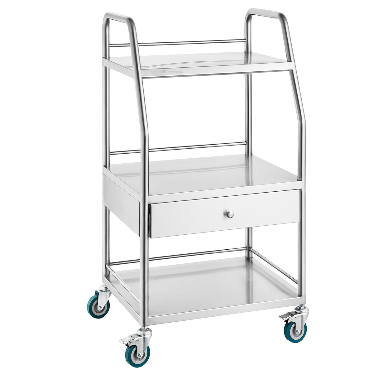 VEVOR Rolling Utility Cart Lab Serving Cart - 3 Layers, 1 Drawer