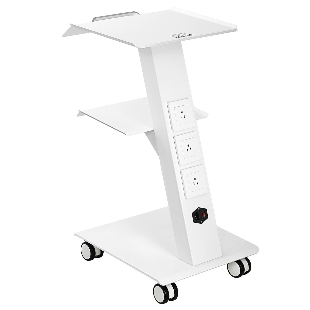 VEVOR Rolling Utility Cart Lab Trolley - 3 Layers, Built-in Socket