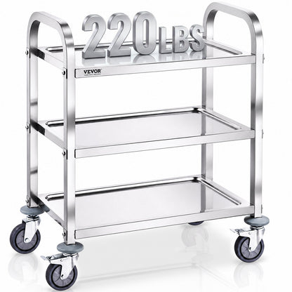 VEVOR Rolling Utility Cart Stainless Steel Cart - 3 Layers, 400 lbs