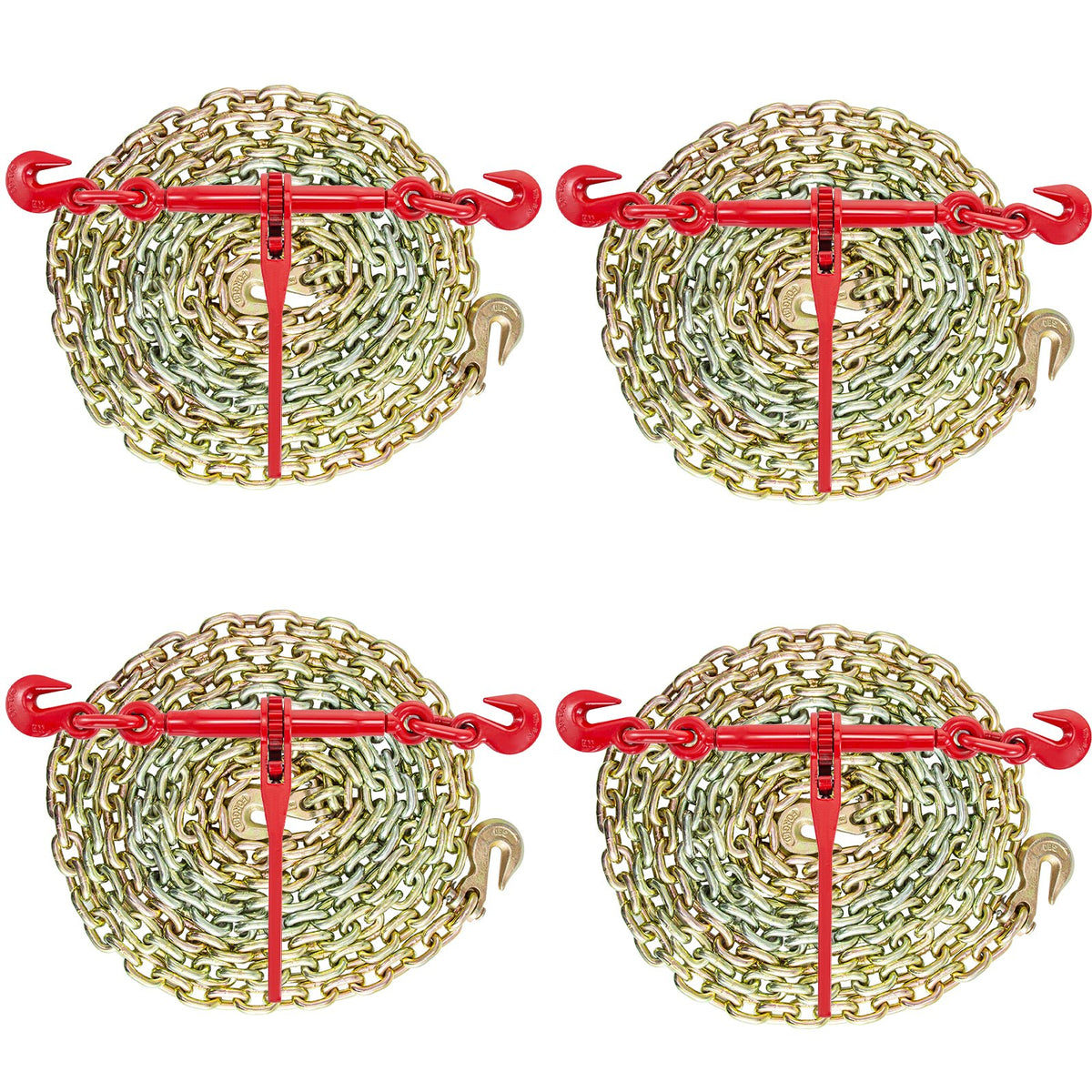 VEVOR Ratchet Chain Binder and Chain Kit, Heavy Duty Load Bi 3/8 - 1/2 inch / 1 Kit, 3/8 in x 10 ft Chains G70