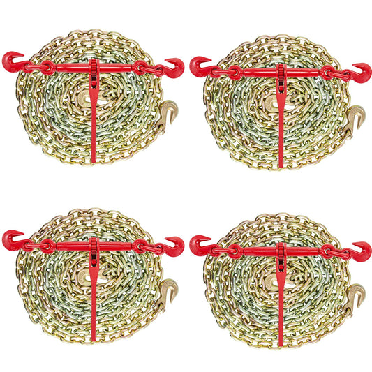 VEVOR Ratchet Chain Binder and Chain Kit, Heavy Duty Load Bi 3/8 - 1/2 inch / 1 Kit, 3/8 in x 10 ft Chains G70