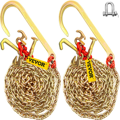 VEVOR G80 V Bridle Tow Chain 5/16 in / 10 ft, 2 PCS, R + T + J + Grab Hooks