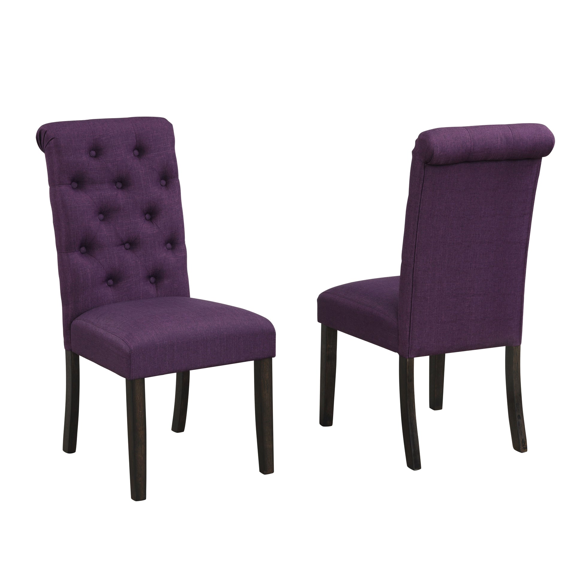 Leviton Solid Wood Tufted Asons Dining Chair, Set of 2, Purple image 2
