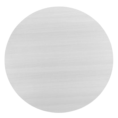 Edo Contemporary Round Dining Table, Trestle Base, White Finish image 6