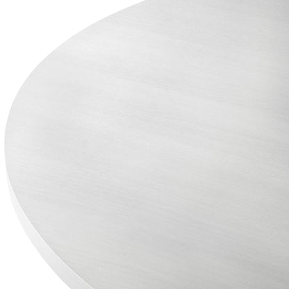 Edo Contemporary Round Dining Table, Trestle Base, White Finish image 7