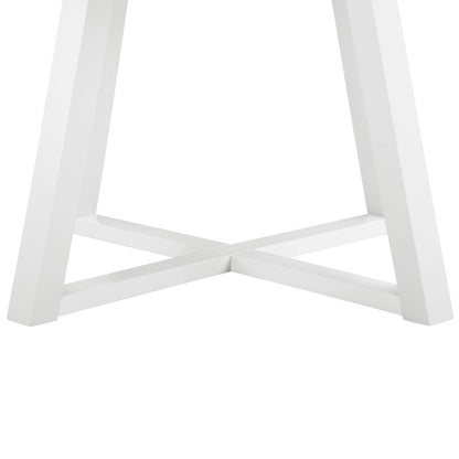 Edo Contemporary Round Dining Table, Trestle Base, White Finish image 8