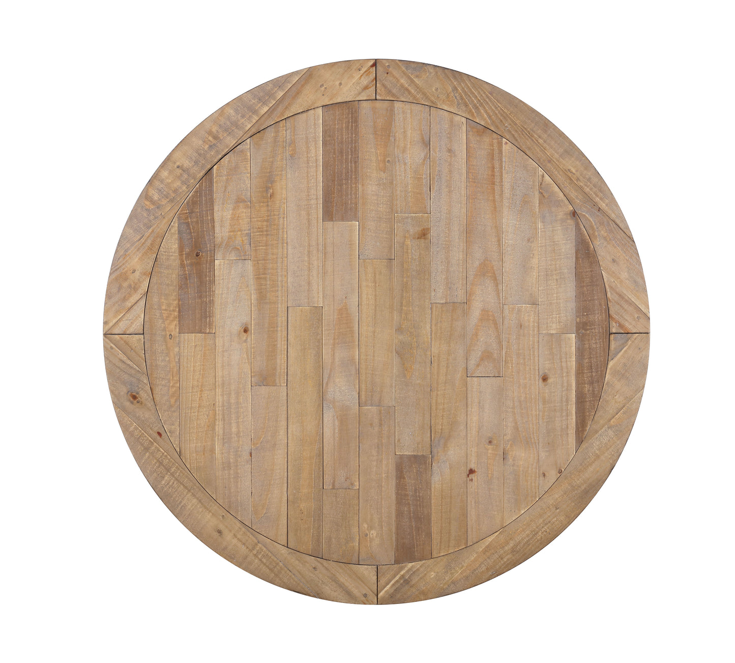Prato Round Antique White and Distressed Oak Two-tone Finish Wood Dining Table image 3