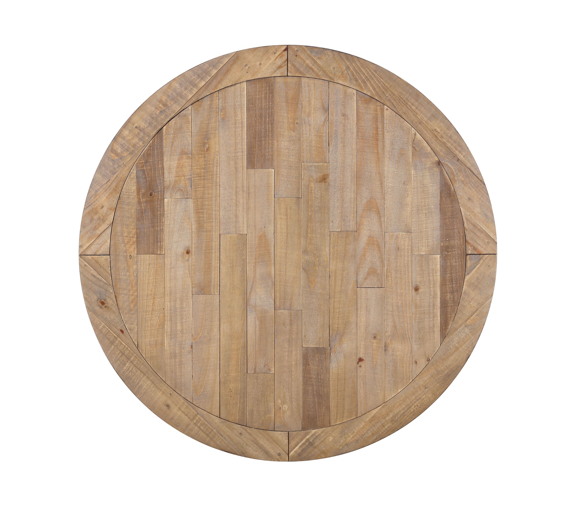 Prato Round Antique White and Distressed Oak Two-tone Finish Wood Dining Table image 3