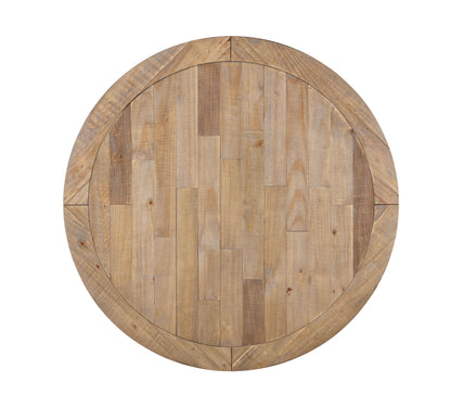 Prato Round Antique White and Distressed Oak Two-tone Finish Wood Dining Table image 3