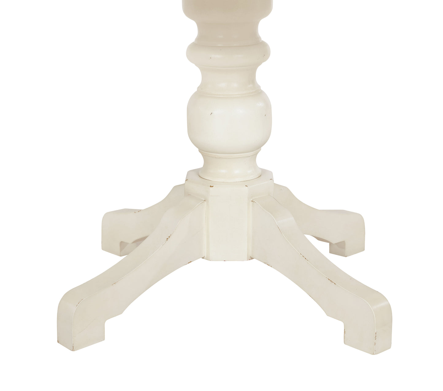 Prato Round Antique White and Distressed Oak Two-tone Finish Wood Dining Table image 6