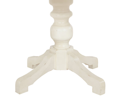 Prato Round Antique White and Distressed Oak Two-tone Finish Wood Dining Table image 6