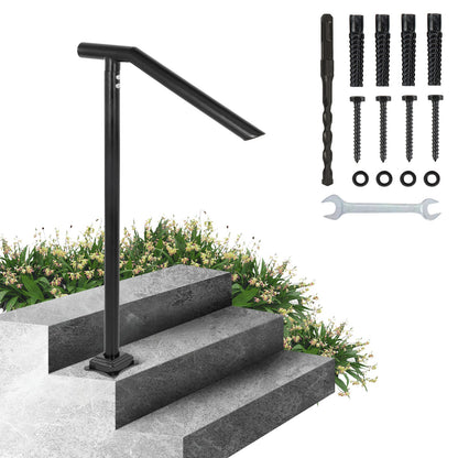 VEVOR Outdoor Stair Handrail, Iron Floor-Mounted Railing, 1- 2 to 3