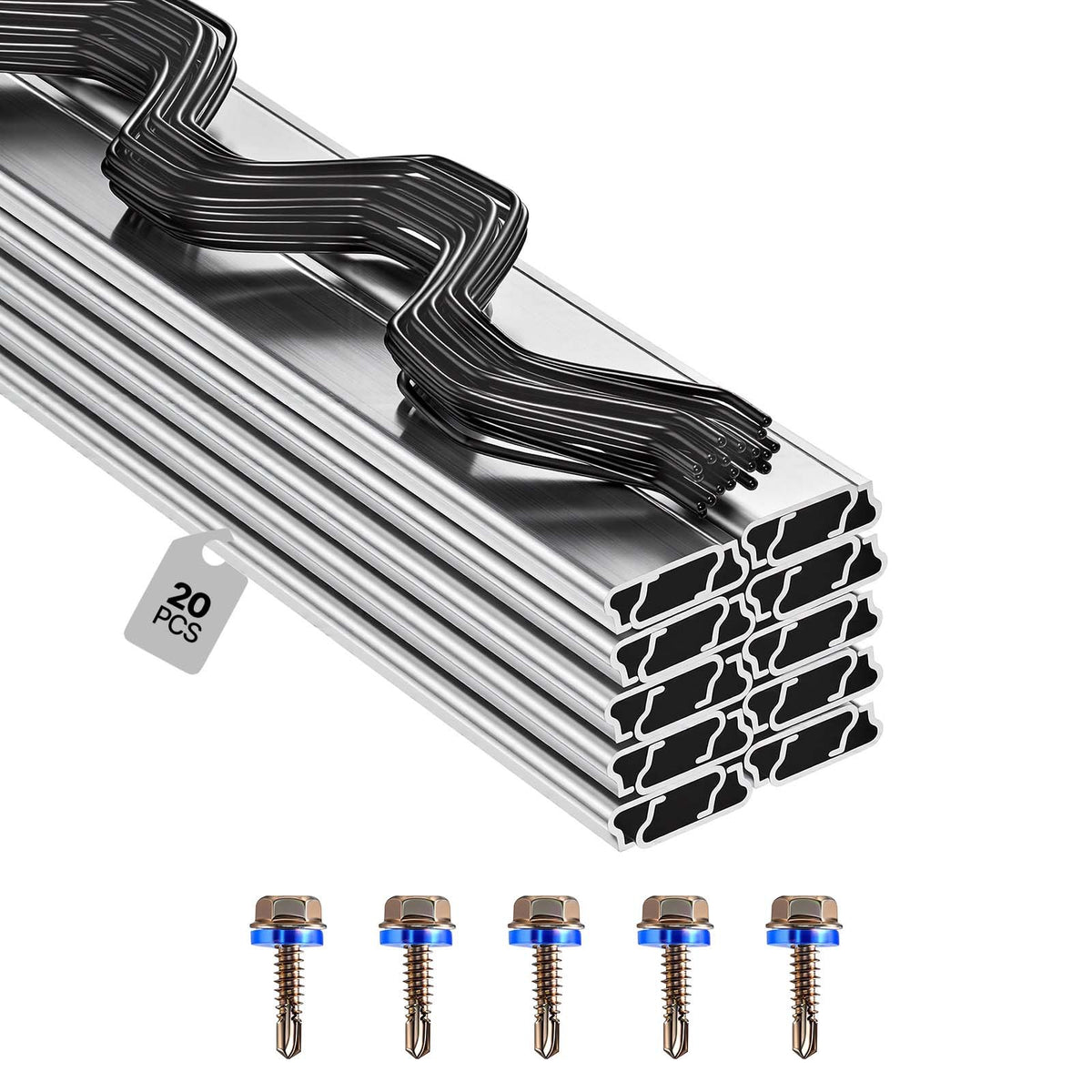 VEVOR Greenhouse Spring Wire 20 Packs / PVC-Coated Wiggle Wire & Aluminum Channel