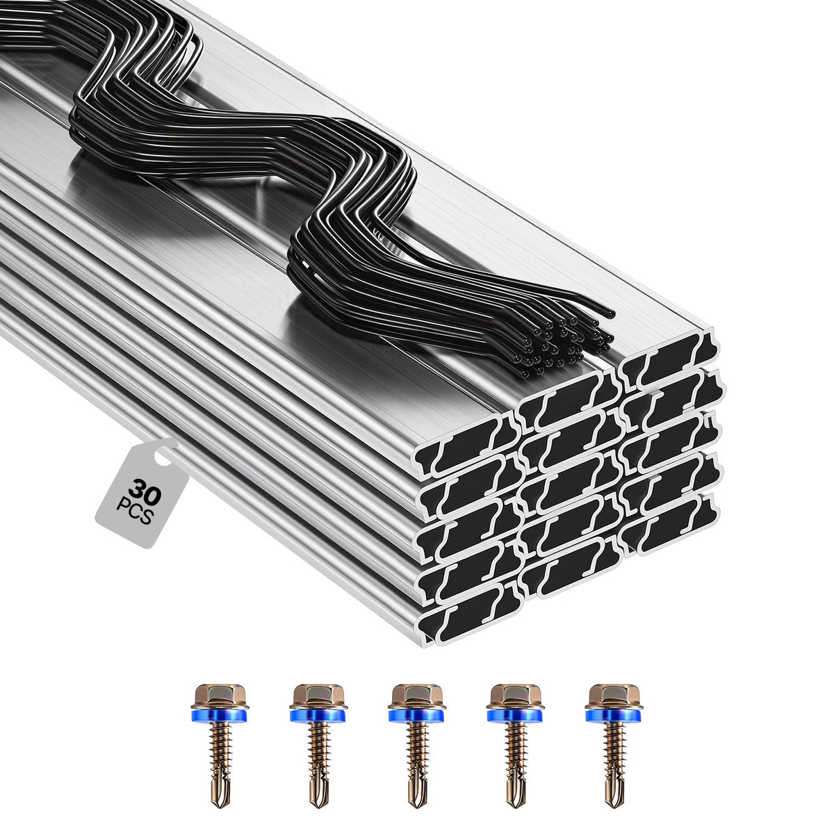 VEVOR Greenhouse Spring Wire 30 Packs / PVC-Coated Wiggle Wire & Aluminum Channel