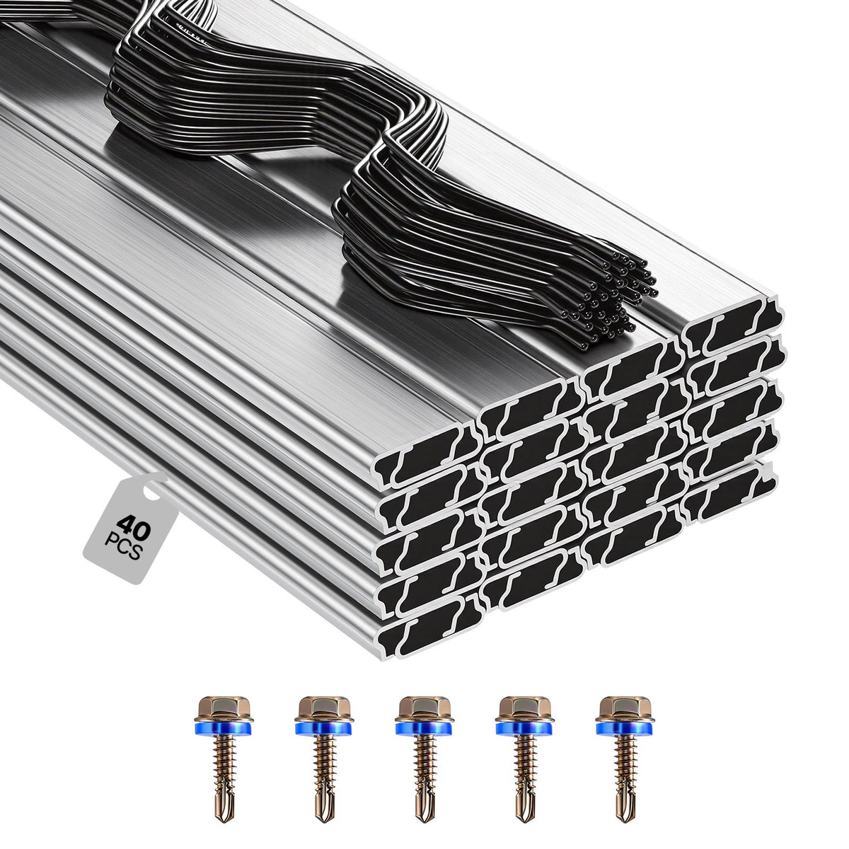 VEVOR Greenhouse Spring Wire 40 Packs / PVC-Coated Wiggle Wire & Aluminum Channel