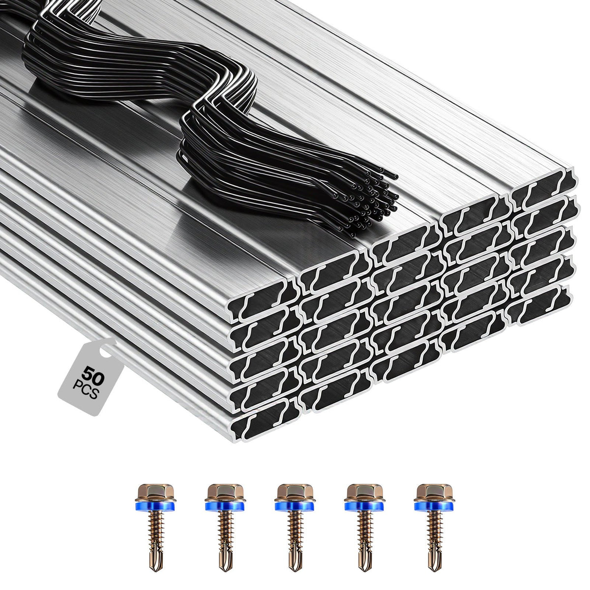 VEVOR Greenhouse Spring Wire 50 Packs / PVC-Coated Wiggle Wire & Aluminum Channel