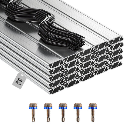 VEVOR Greenhouse Spring Wire 50 Packs / PVC-Coated Wiggle Wire & Aluminum Channel