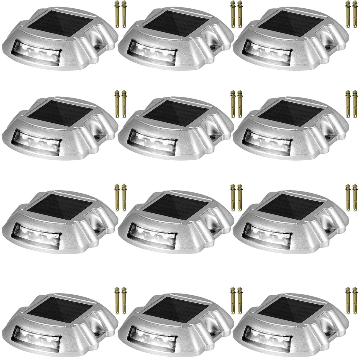 VEVOR Solar Driveway Lights, Waterproof Deck and Dock Lights 12 Pieces / White