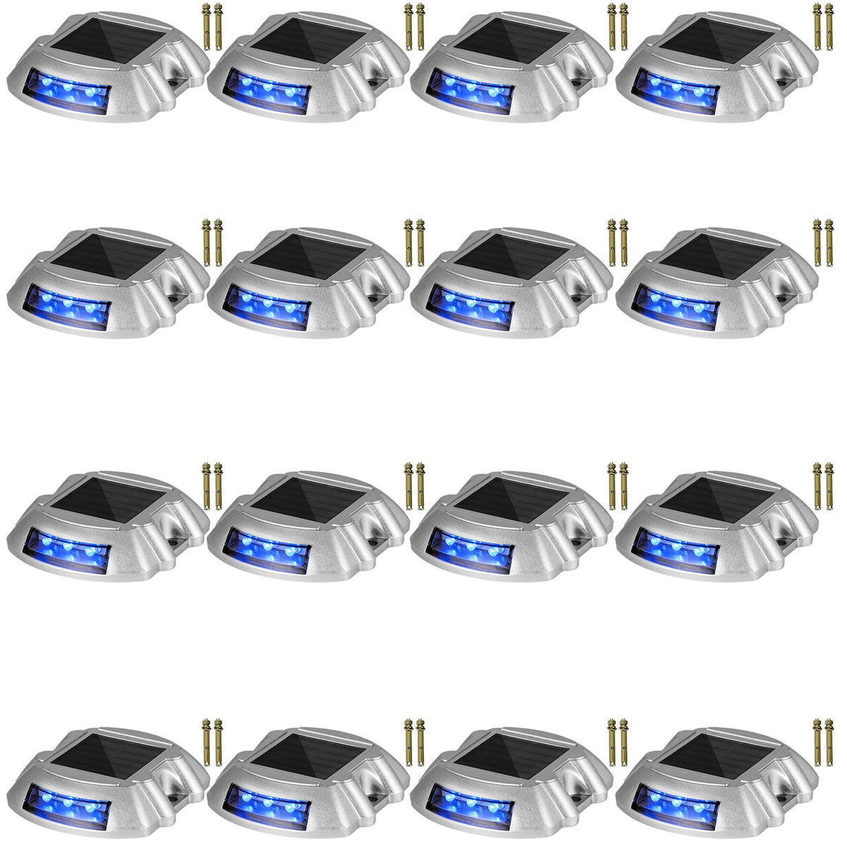VEVOR Solar Driveway Lights, Waterproof Deck and Dock Lights 16 Pieces / Blue