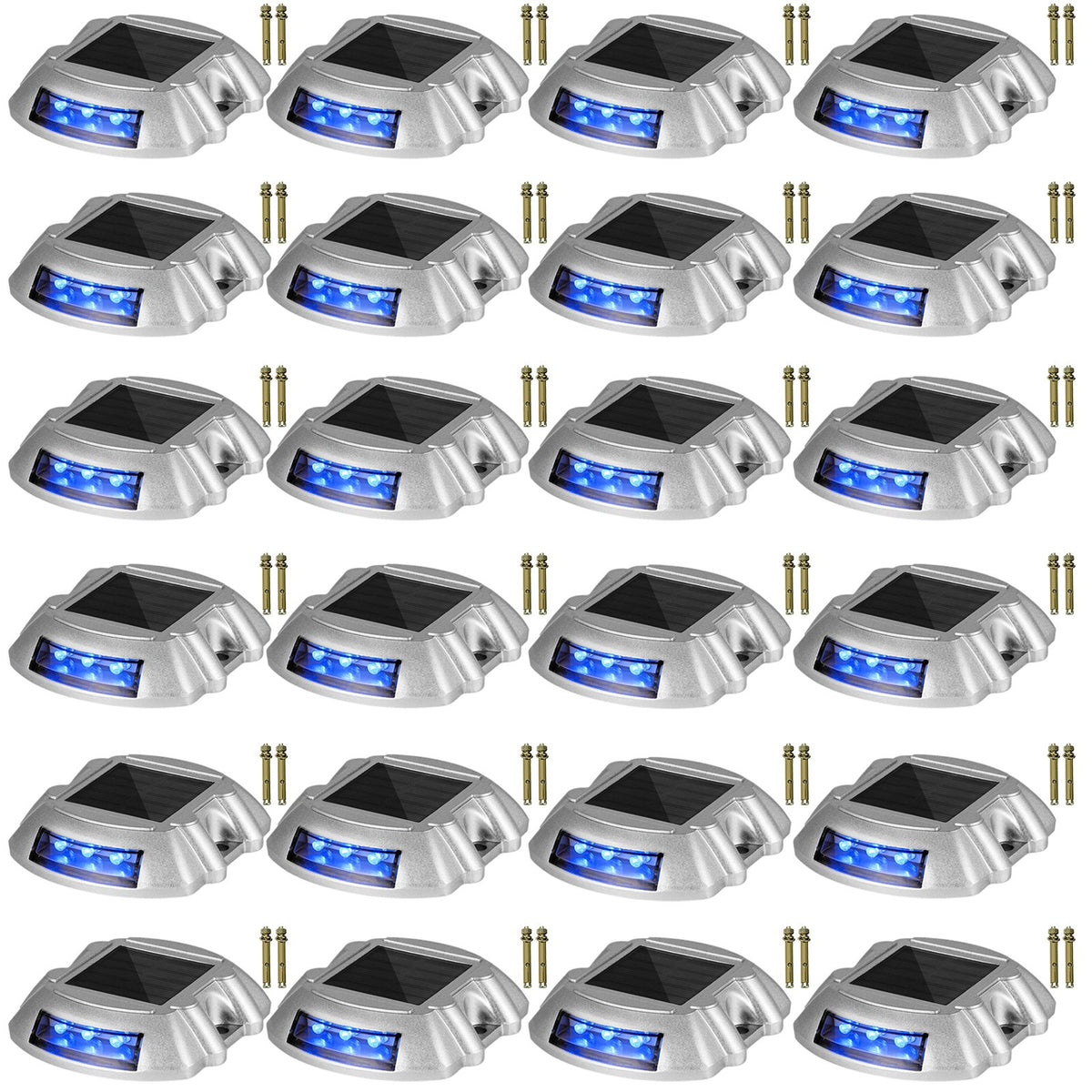 VEVOR Solar Driveway Lights, Waterproof Deck and Dock Lights 24 Pieces / Blue