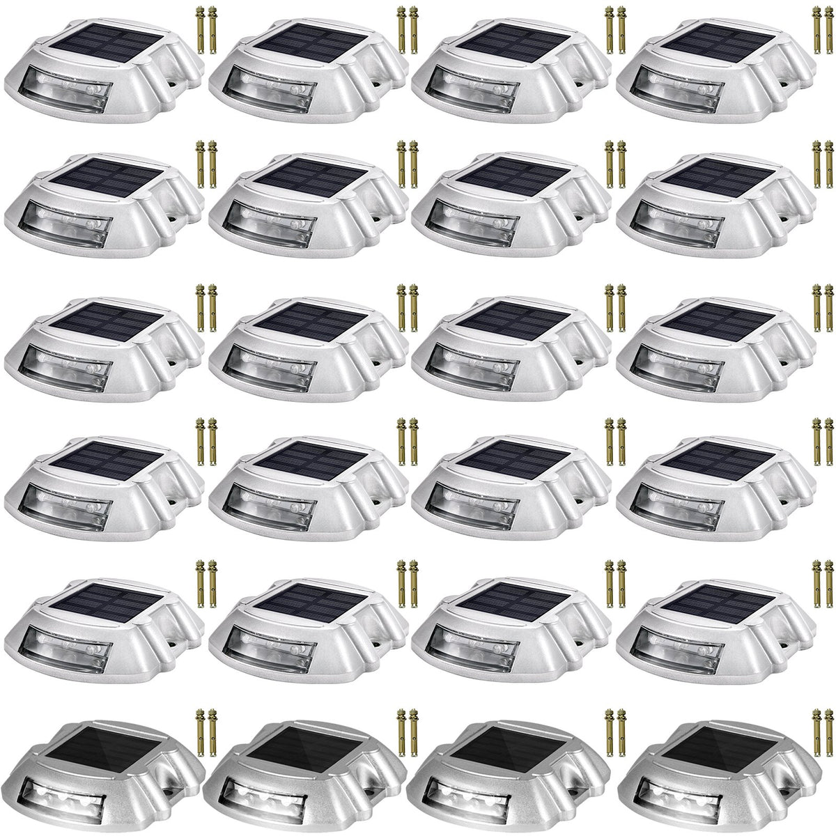 VEVOR Solar Driveway Lights, Waterproof Deck and Dock Lights 24 Pieces / White