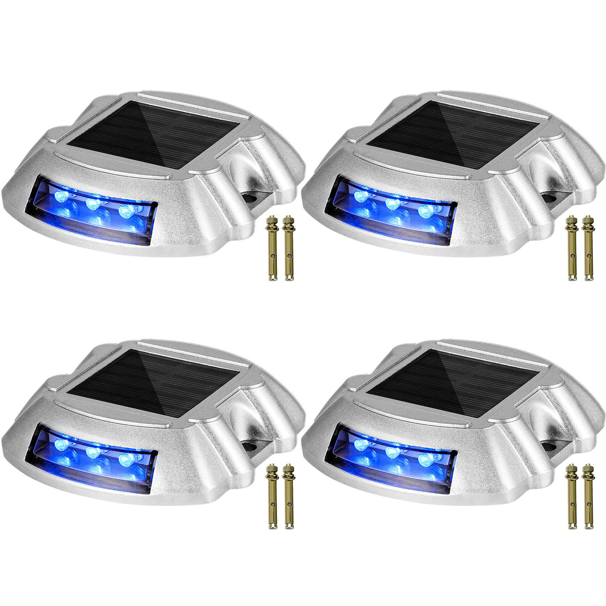 VEVOR Solar Driveway Lights, Waterproof Deck and Dock Lights 4 Pieces / Blue