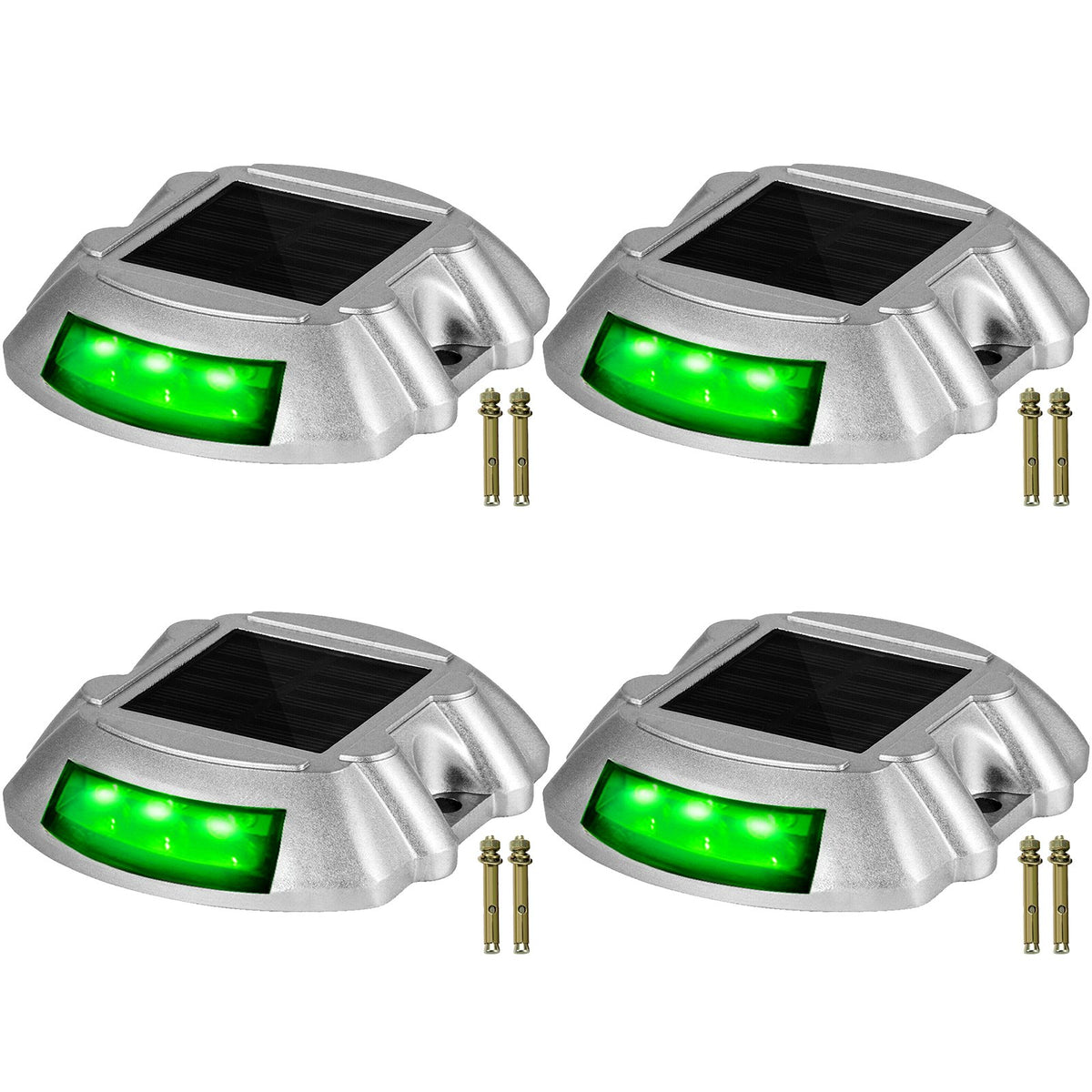 VEVOR Solar Driveway Lights, Waterproof Deck and Dock Lights 4 Pieces / Green