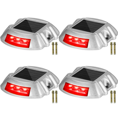 VEVOR Solar Driveway Lights, Waterproof Deck and Dock Lights 4 Pieces / Red