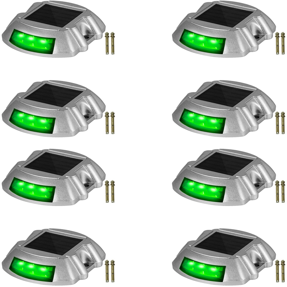 VEVOR Solar Driveway Lights, Waterproof Deck and Dock Lights 8 Pieces / Green