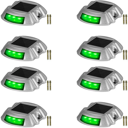 VEVOR Solar Driveway Lights, Waterproof Deck and Dock Lights 8 Pieces / Green