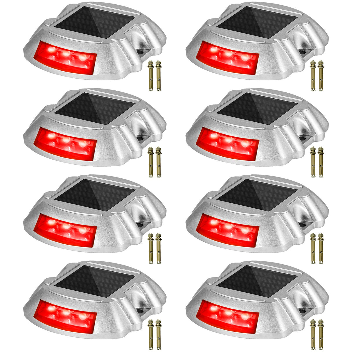 VEVOR Solar Driveway Lights, Waterproof Deck and Dock Lights 8 Pieces / Red