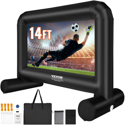 VEVOR Inflatable Movie Screen, Blow Up Projector Screen with Air Blower and Carry Bag, Front & Rear Projection for Outdoor Movie Nights, 14-24 ft 168 inch